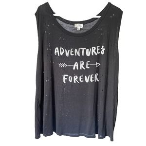 FIG & Olive Graphic Knit Tank "Adventures are Forever" Plus Size 3X